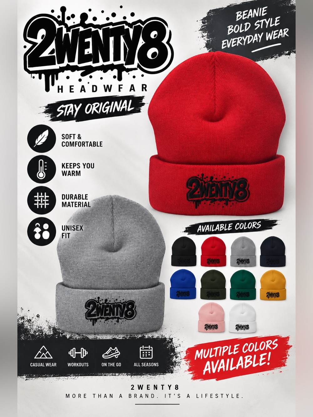 2wenty8 “Drip” Embroidered Cuffed Beanie
